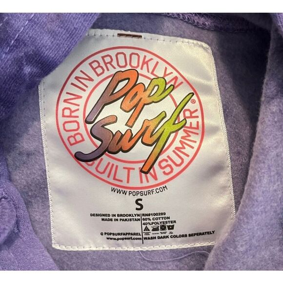 Tie Dye Cropped Hoodie Sweatshirt - Purple - Women's Small - Picture 5 of 5